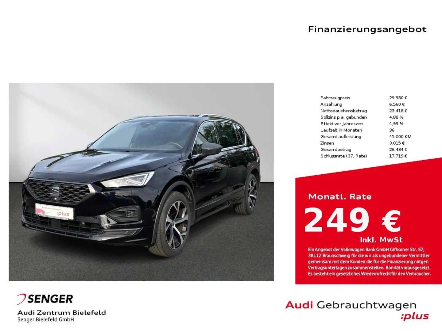 SEAT Tarraco 1.4 eHybrid DSG CarPlay LED 360° Kamera Schwarz - 1
