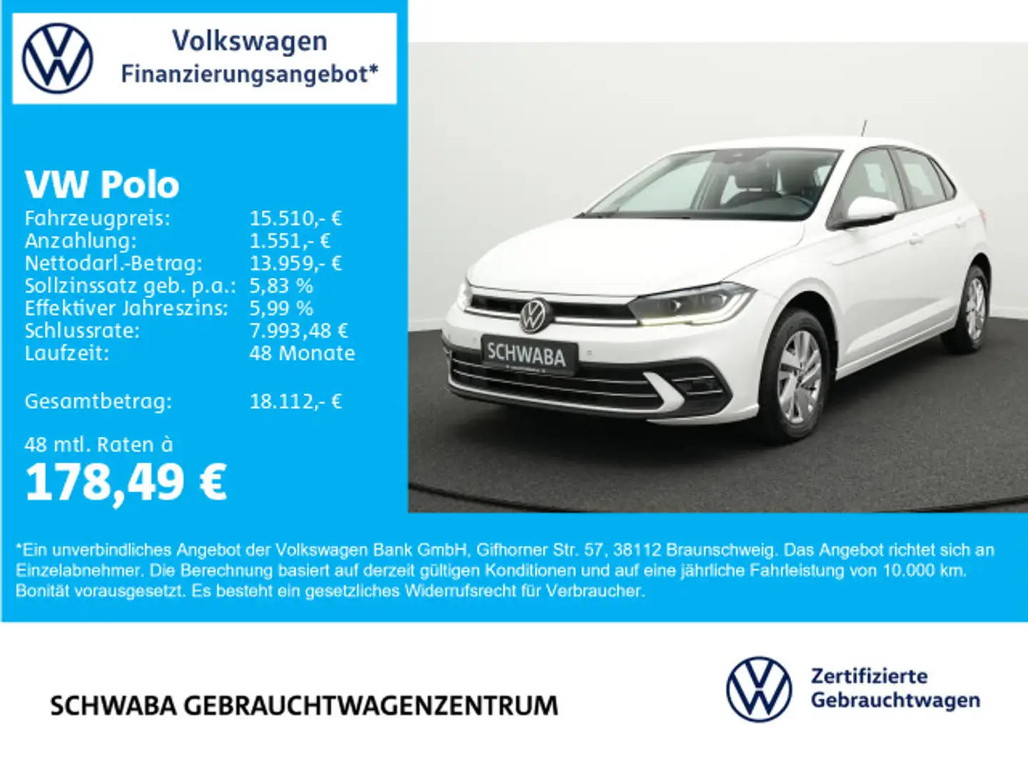 Volkswagen Polo Style 1.0 TSI IQ.LIGHT*VIRTUAL*NAV*LANE*15" Blanc - 1