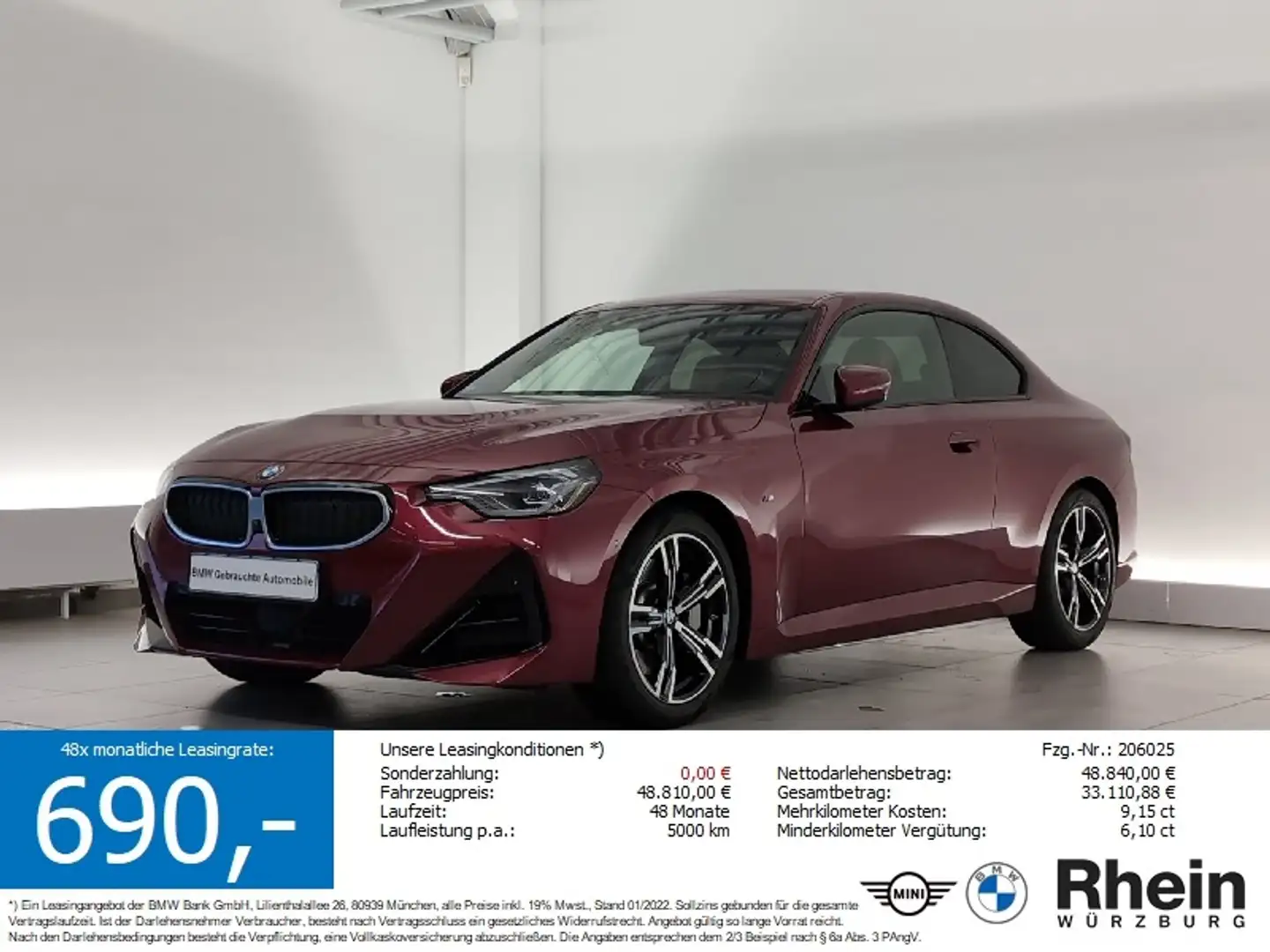 BMW 230 i Coupé M Sportpaket H&K/LKH/Ambiente/Lordose H&K/ Rot - 1