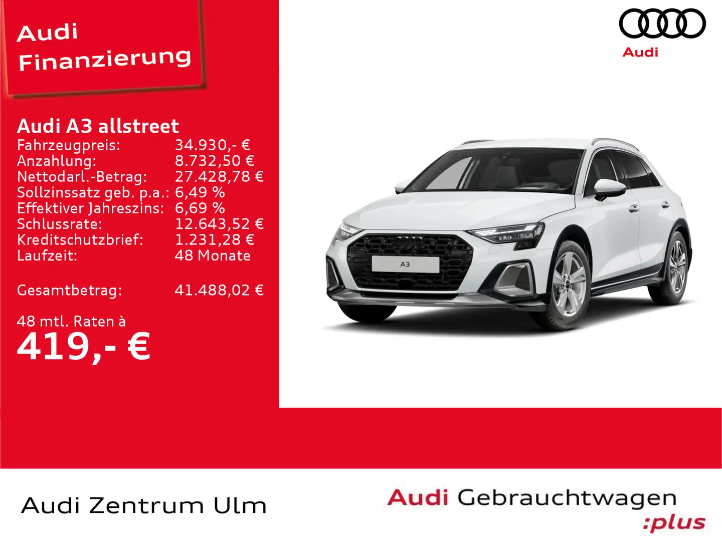 Audi A3 35 TFSI AHK HuD LED NAVI SONOS VIRT Weiß - 1