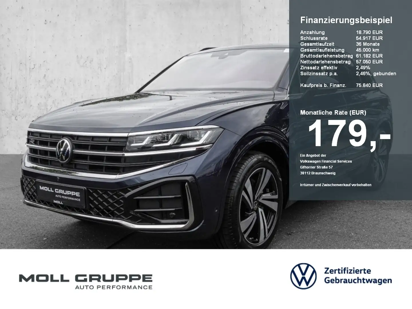 Volkswagen Touareg 3.0 TDI 4Motion DSG R Line 360 4xSHZ ACC Blau - 1