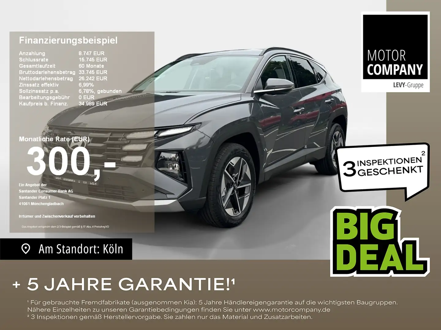 Hyundai TUCSON 1.6 T-GDI Hybrid ++Navi+R.Kamera+Alu+PDC++ Grau - 1