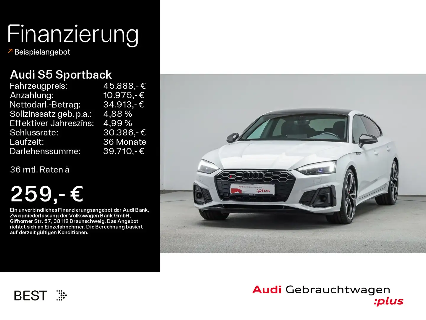 Audi S5 carbon style*Pano*Matrix*B&O*virtua Biały - 1