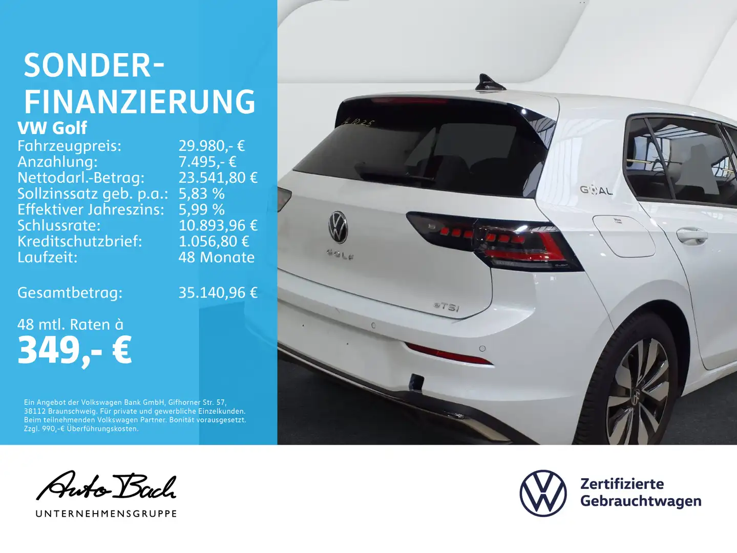 Volkswagen Golf VIII 1.5 eTSI Goal DSG Navi LED CarPlay ACC Weiß - 2