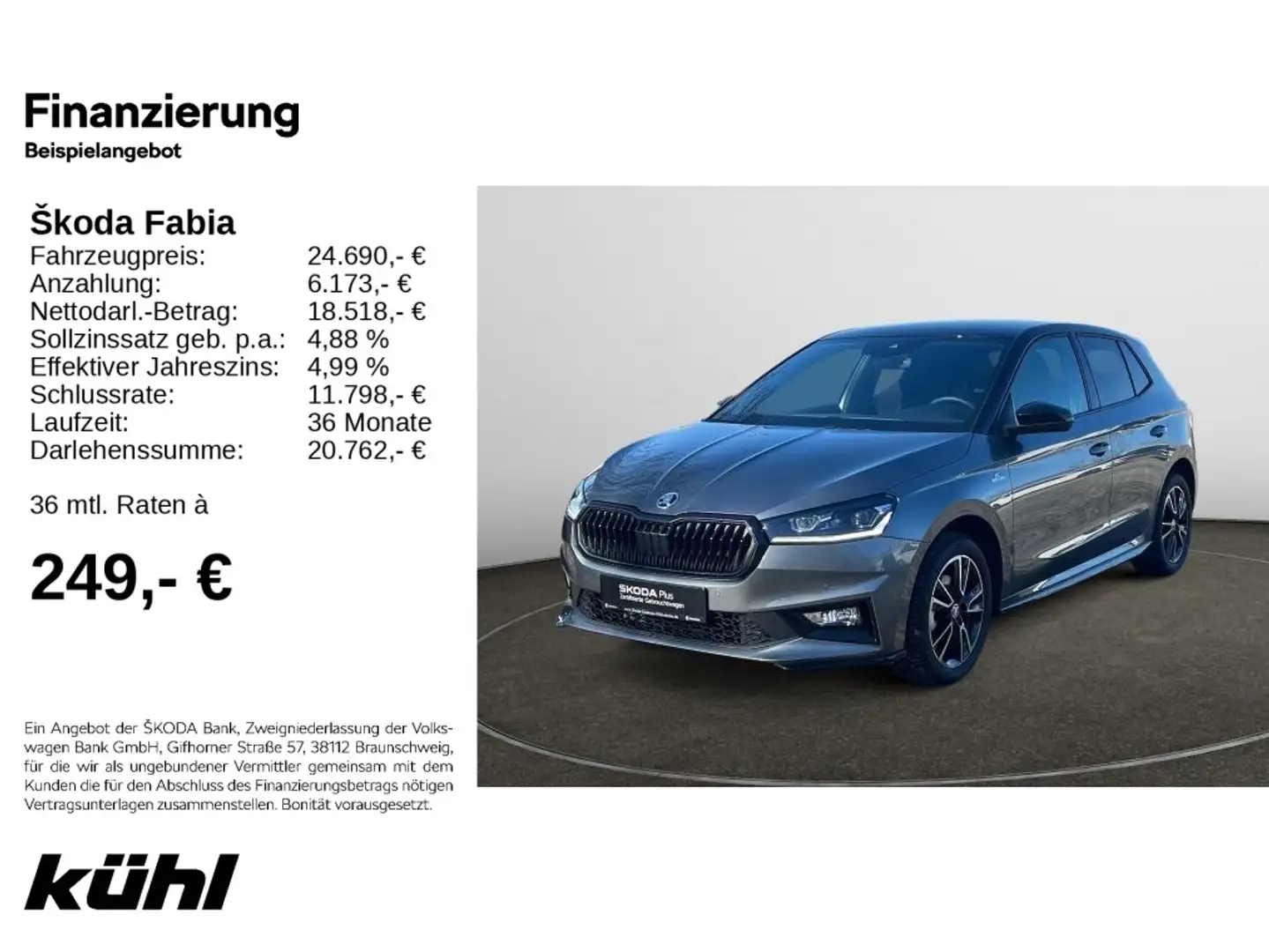 Skoda Fabia 1.0 TSI DSG Monte Carlo Navi, LED Grau - 1