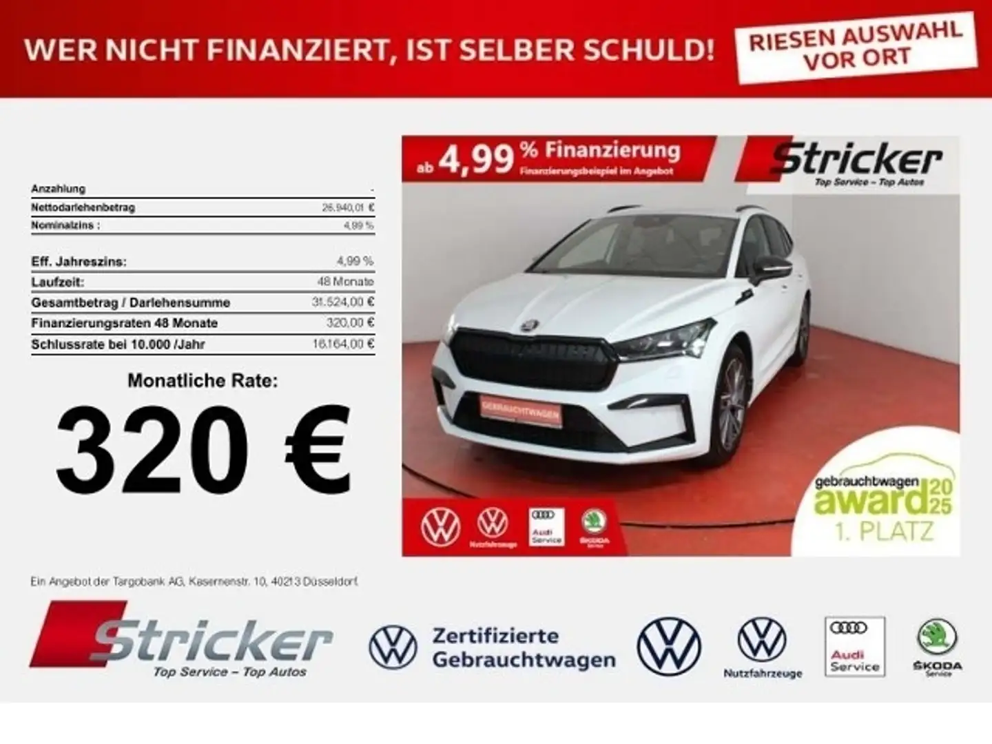 Skoda Enyaq iV60 Sportline 320,-ohne Anzahlung Matrix Kamera Weiß - 1