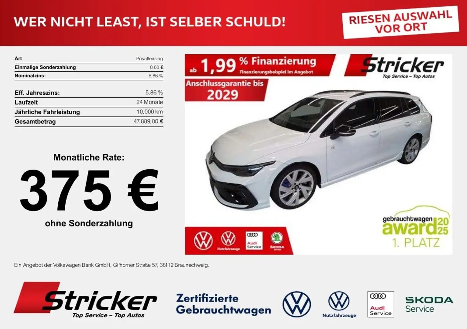 Volkswagen Golf Variant Variant R 2.0TSI DSG 375,-ohne Anzahlung 270Km/H Weiß - 2