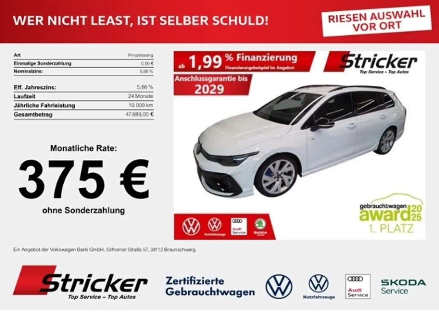 Volkswagen Golf Variant Variant R 2.0TSI DSG 375,-ohne Anzahlung 270Km/H Weiß - 1