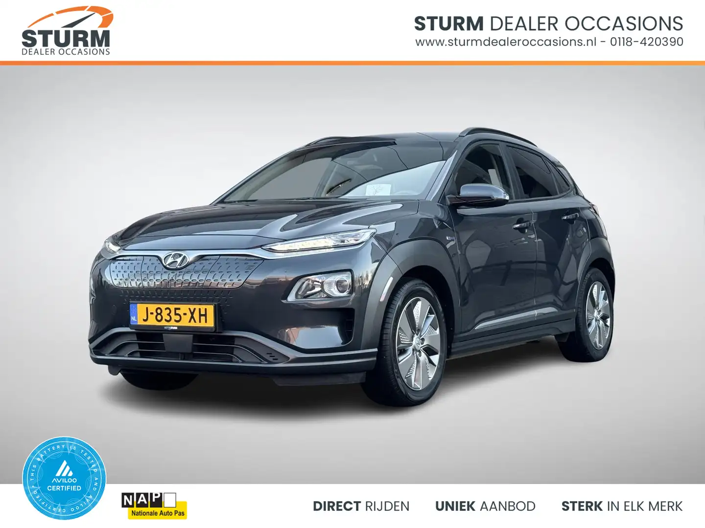 Hyundai KONA EV Fashion 64 kWh SoH 96%, 3-Fase Lader Grau - 1