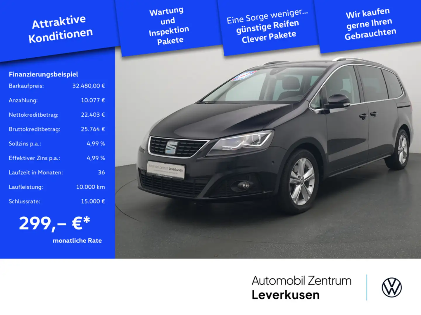 SEAT Alhambra Xcellence 7-SITZER AHK KAM SHZ PDC Schwarz - 1