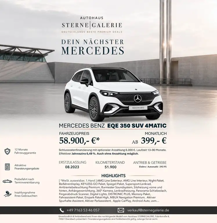 Mercedes-Benz EQE 350 2023 из Европы — купить под ключ