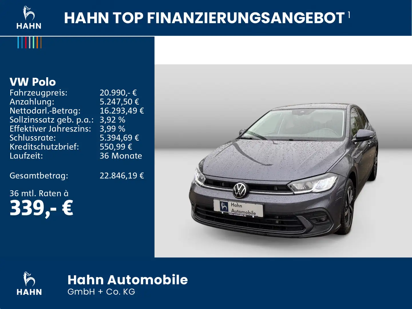 Volkswagen Polo 1.0 TSI DSG Life Navi Pano LED AHK Einparkh Grau - 2