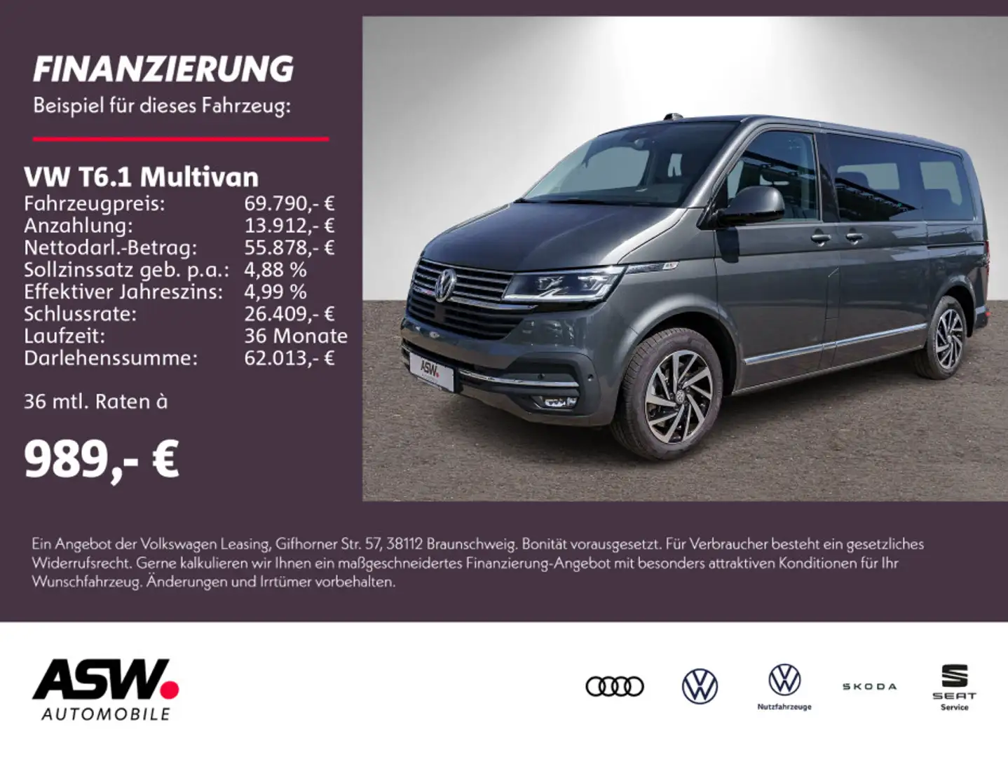 Volkswagen T6.1 Multivan Highline 2.0 TDI DSG LED NAVI AHK Grau - 1