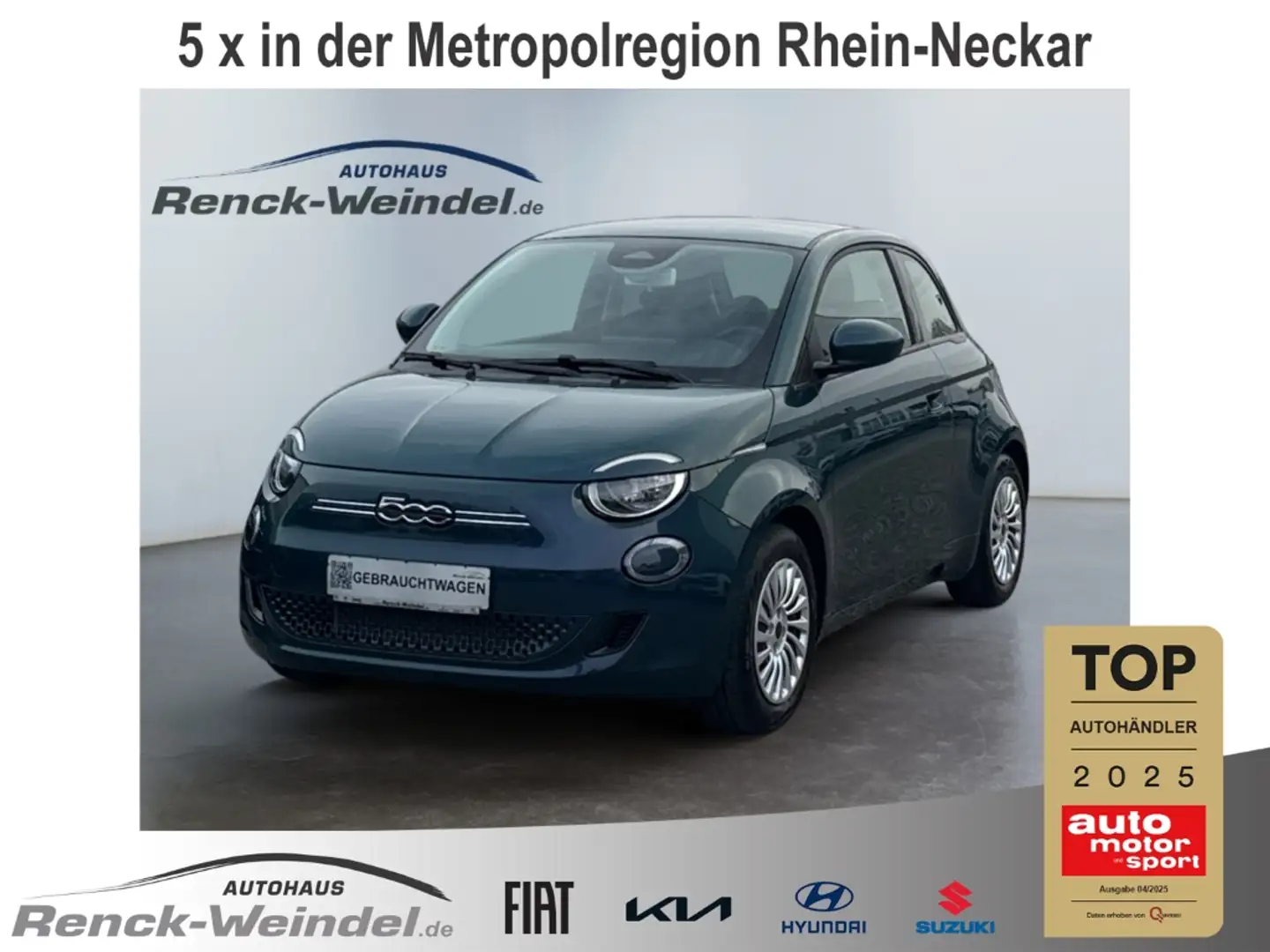 Fiat 500e 42 kWh Basis Klimaautom Apple CarPlay Android Auto Vert - 1