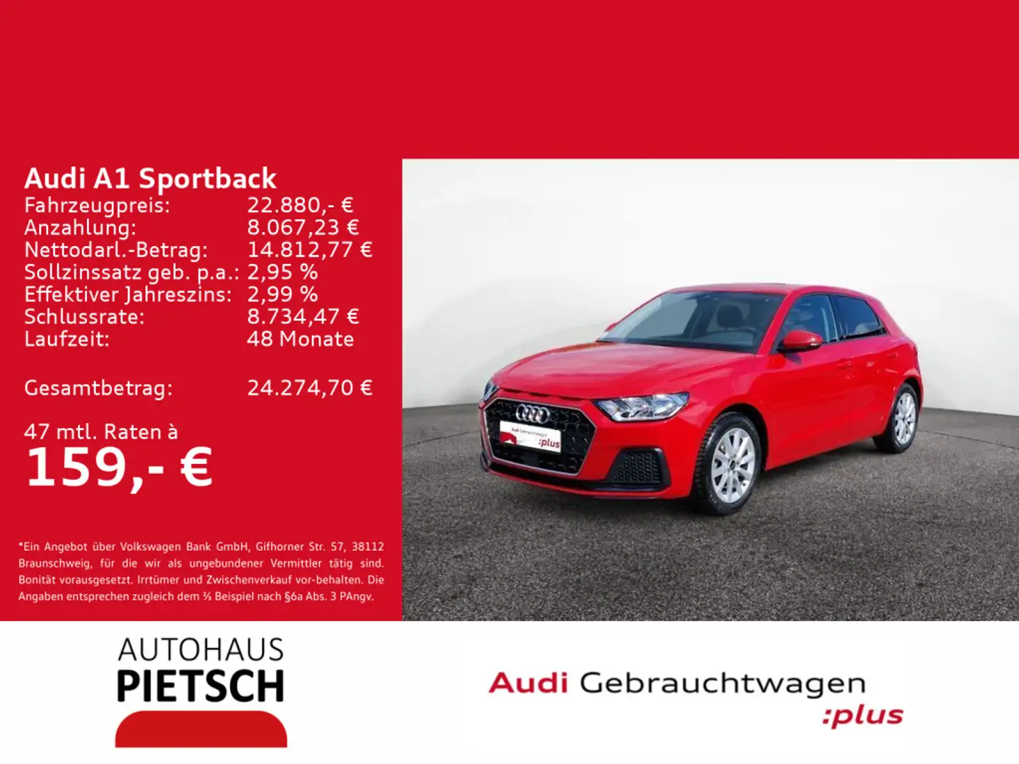 Audi A1 25 TFSI advanced Alu SmartInterface Rot - 1