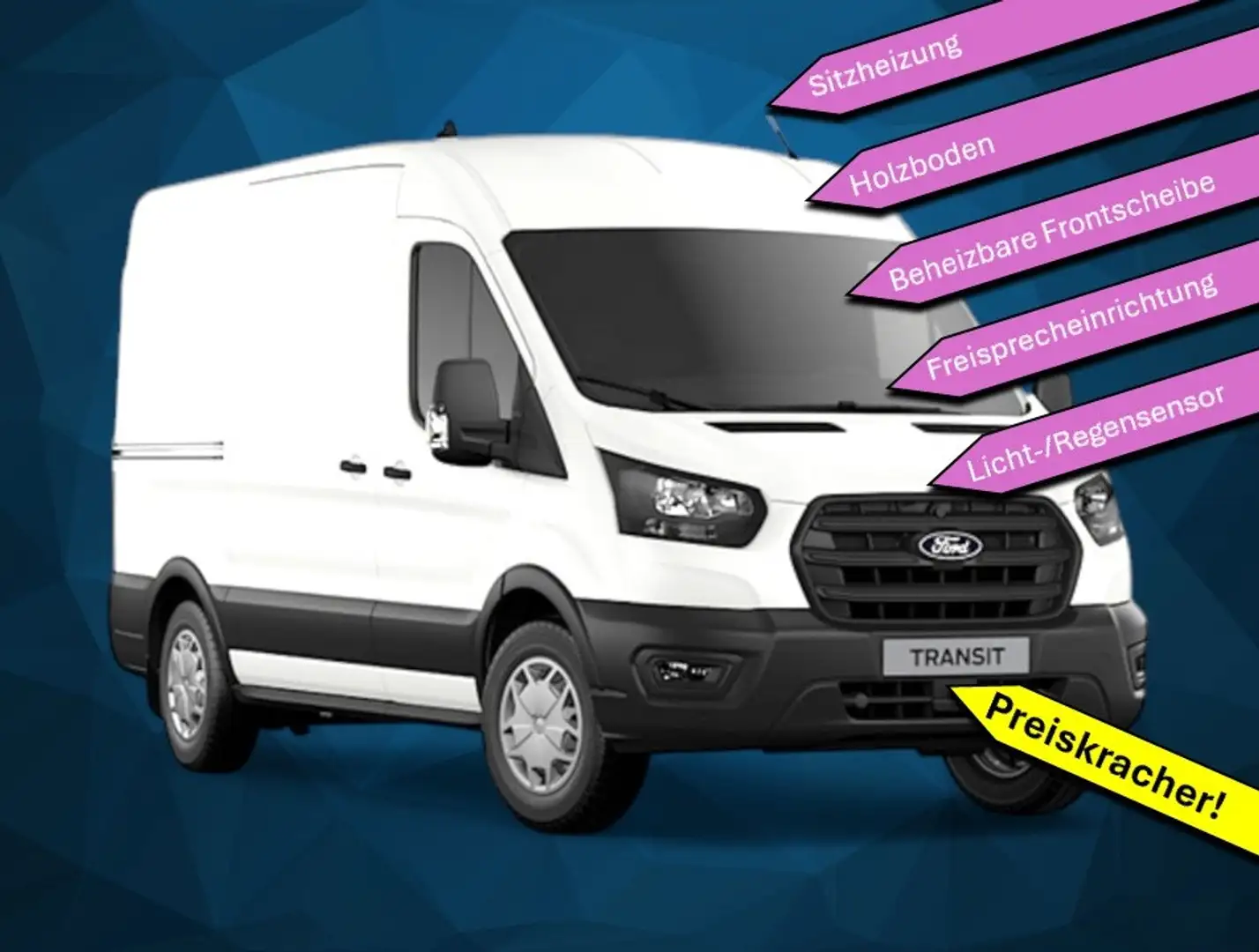 Ford Transit TREND 350 L2 H2 | KLIMA | PDC | LED | HOLZ Weiß - 2