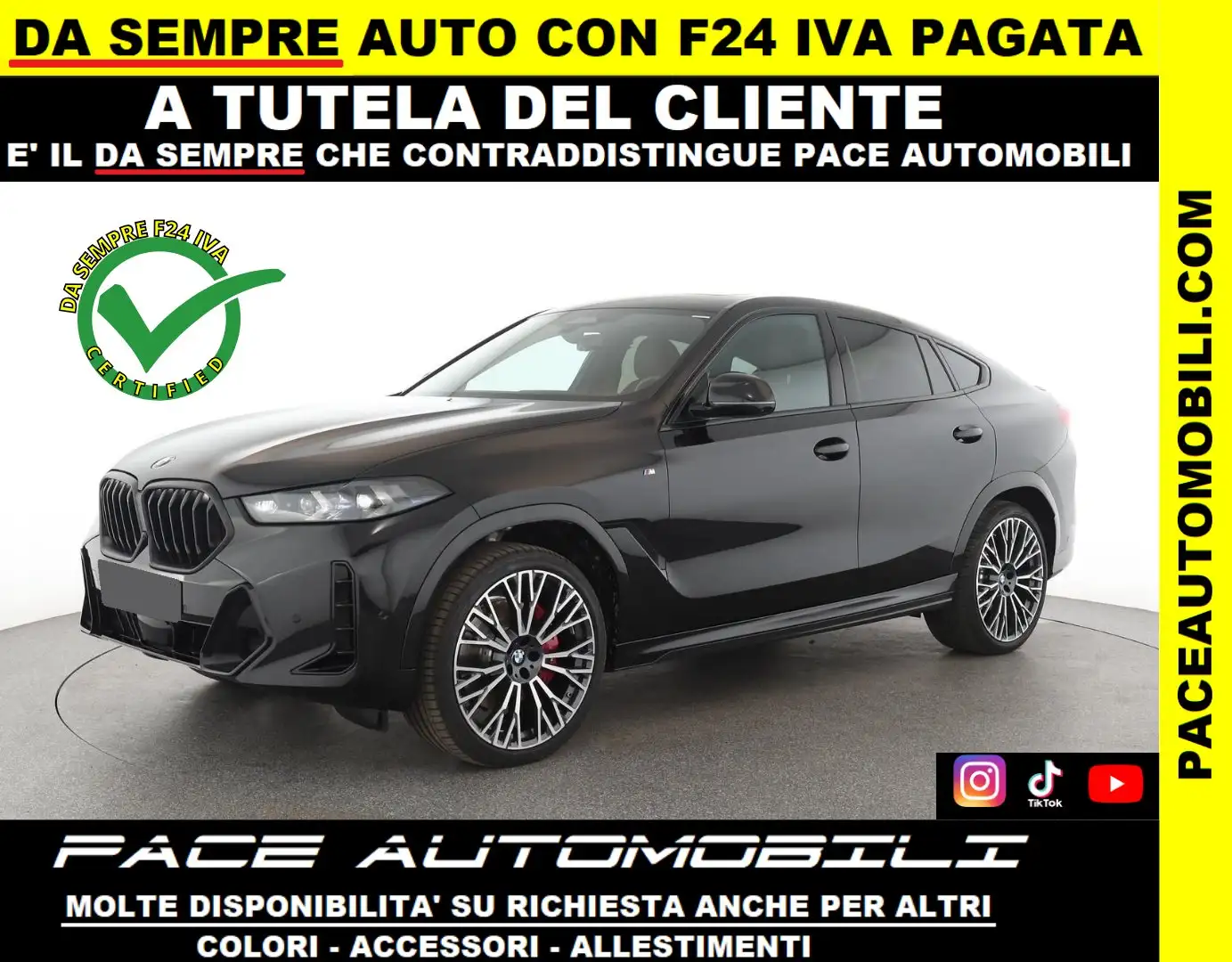 BMW X6 XDRIVE 40D M SPORT MSPORT PRO TETTO HUD BLACK 22" Nero - 1