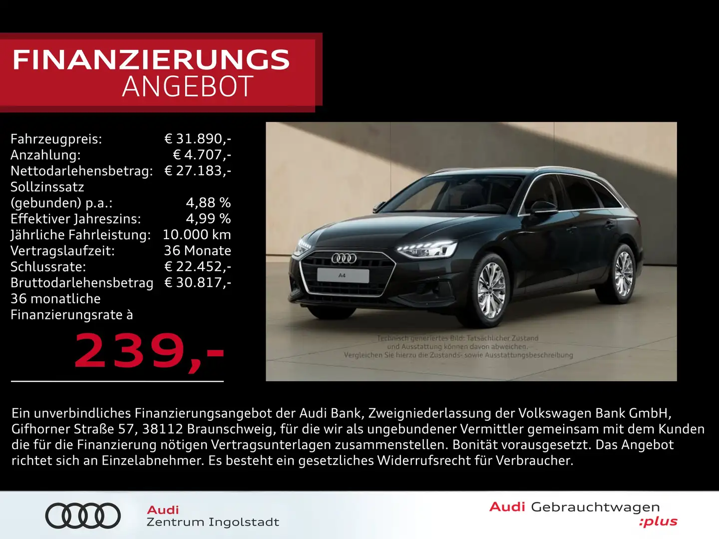 Audi A4 Avant 35 TFSI S-tronic LED NAVI Sportsitz 17" Noir - 1