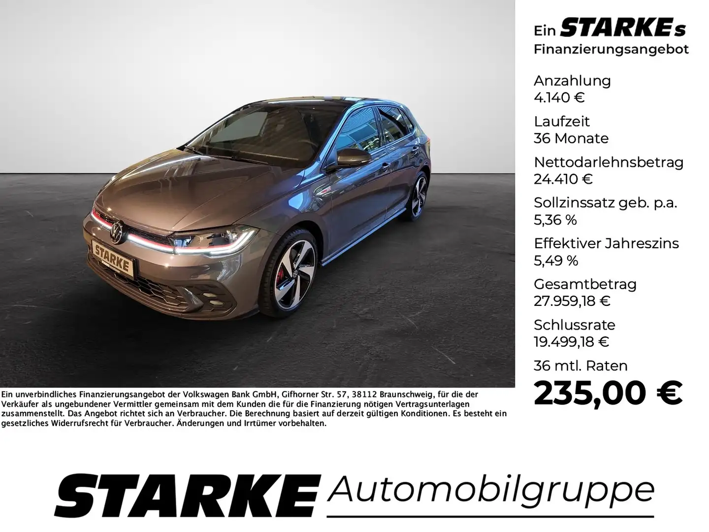 Volkswagen Polo GTI 2.0 TSI DSG Grijs - 1