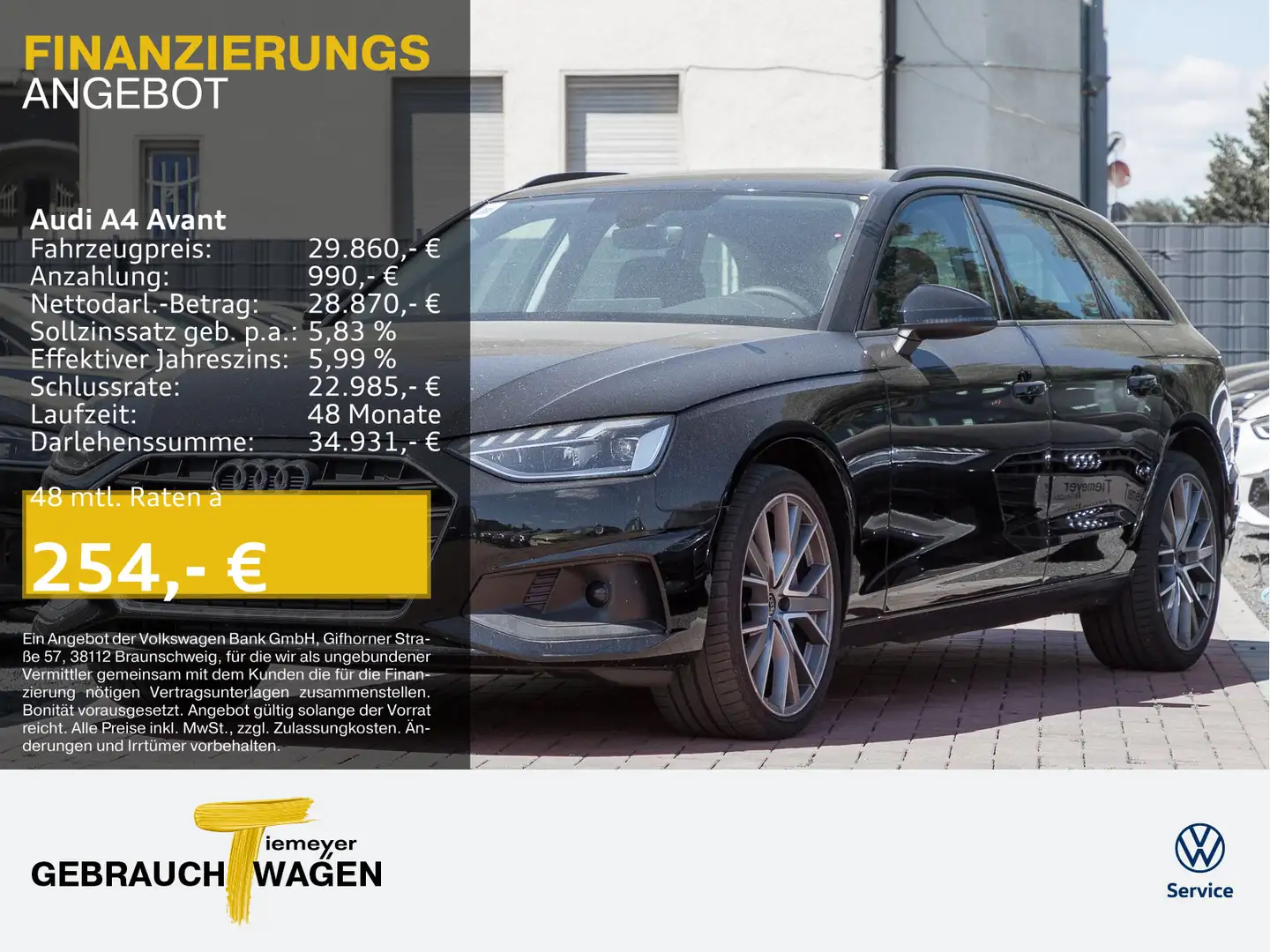 Audi A4 40 TFSI LM19 NAVI+ GRA AHK SITZHZ Schwarz - 1