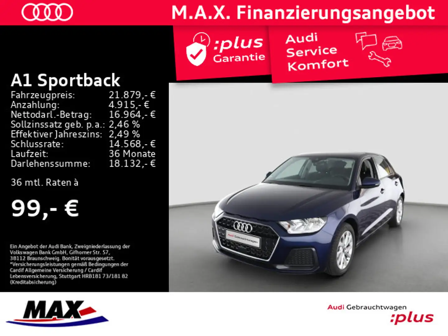 Audi A1 25 TFSI ADVANCED APP+DCP+EPH+DAB+ Blau - 1
