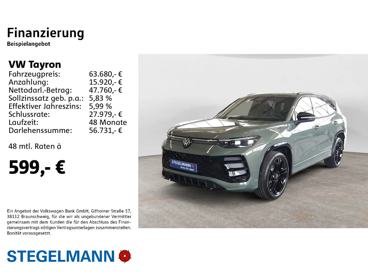 Volkswagen Tayron 2,0 l TDI SCR 4MOTION 7-Gang-DSG R-Line Grün - 2