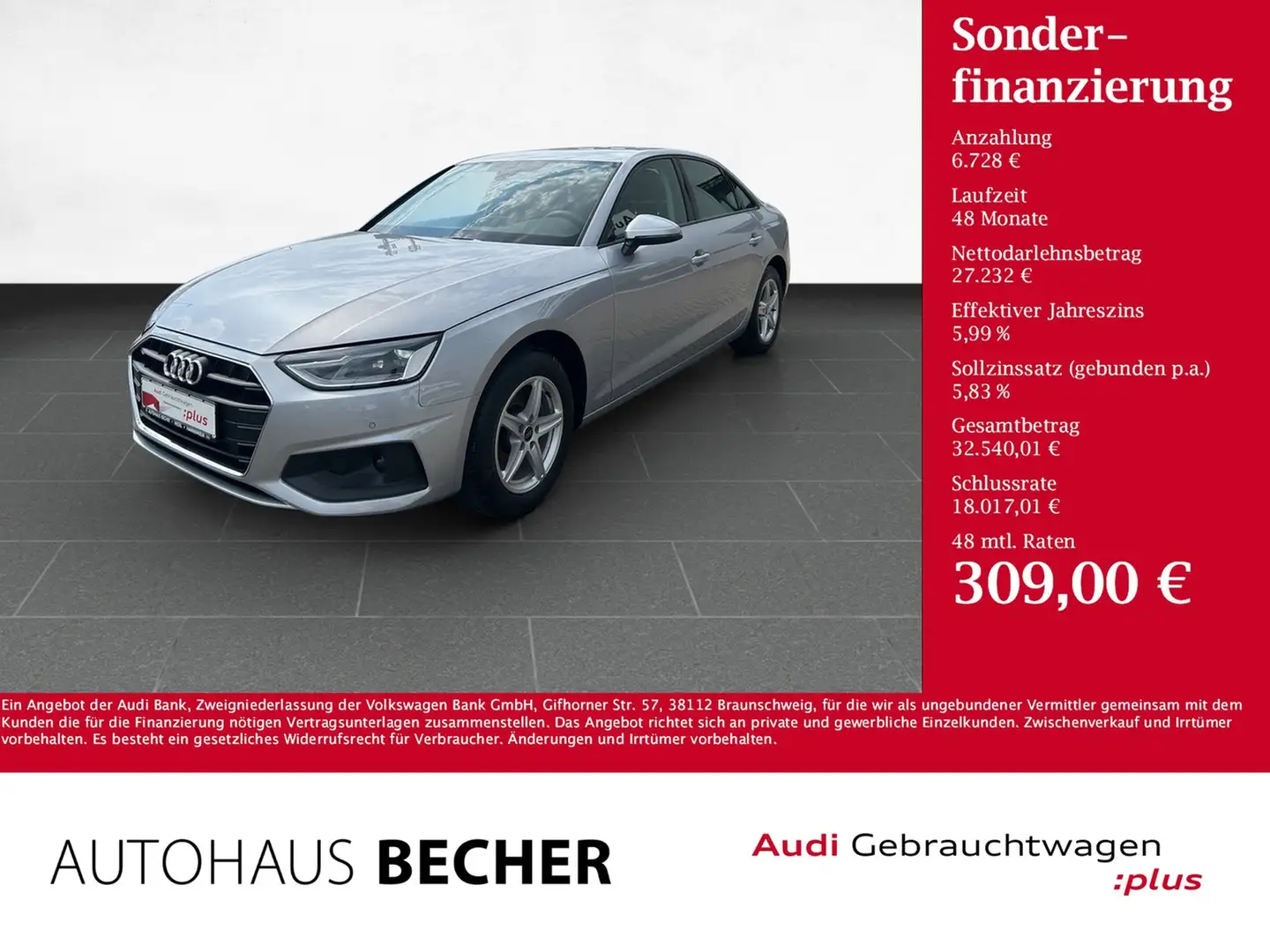 Audi A4 Limo 30 TDI S tronic /Rückfahrkam/Navi/Sitzhz Zilver - 1