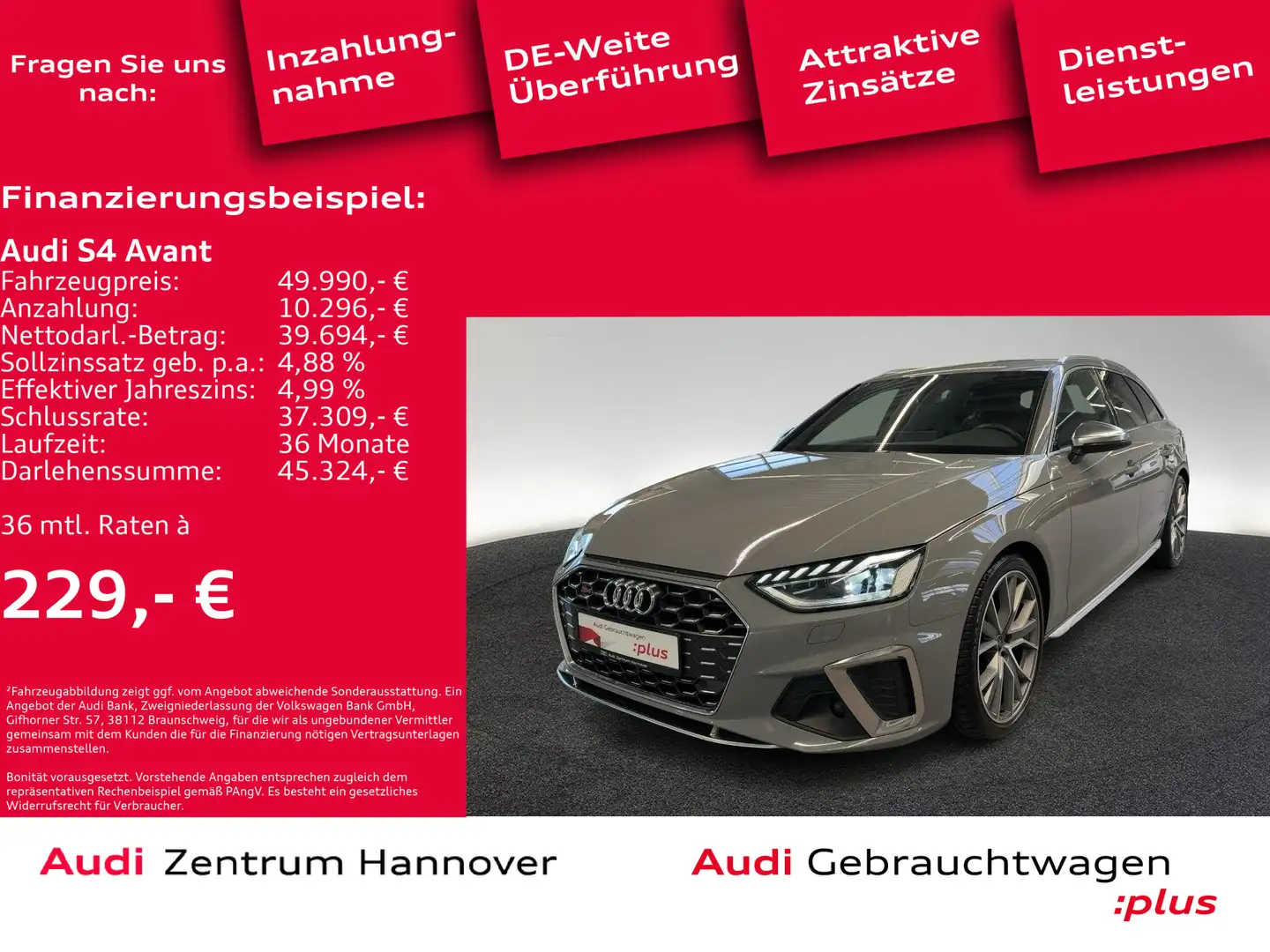 Audi S4 3.0 TDI quattro Matrix B&O Kamera AHK M Gris - 2