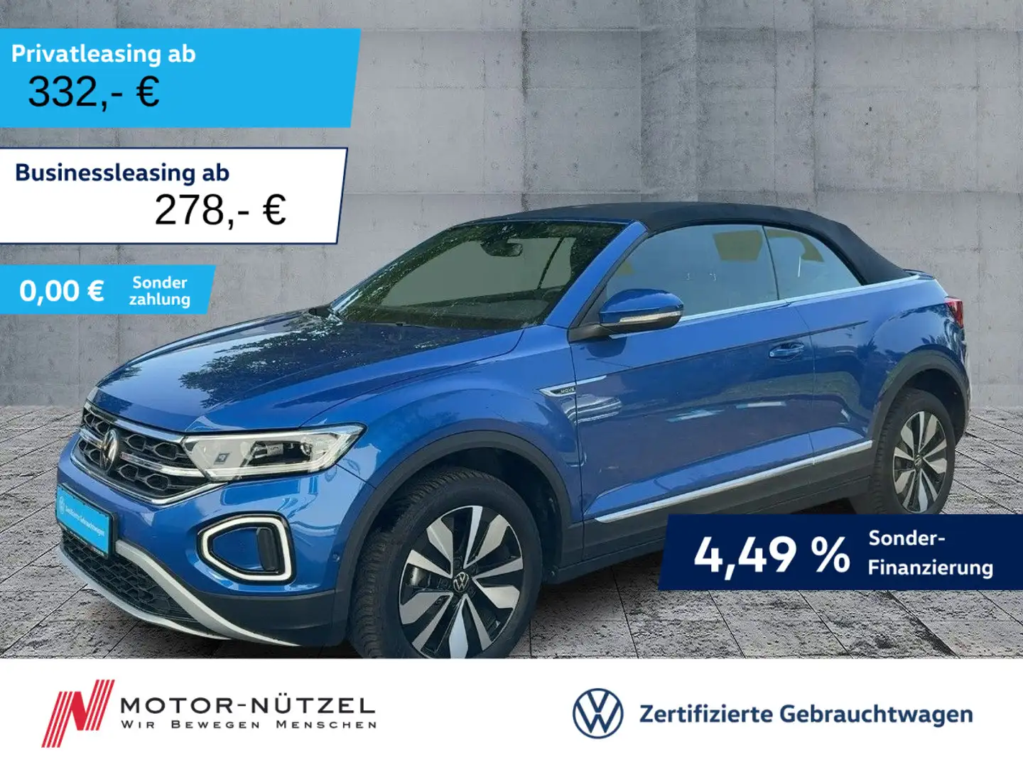 Volkswagen T-Roc 1.5 TSI DSG 5JG+LEDplus+NAVI+AHK Bleu - 1