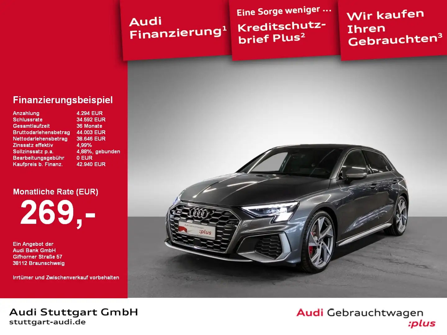 Audi S3 Sportback TFSI Dämpferregelung Matrix B&O Grigio - 1