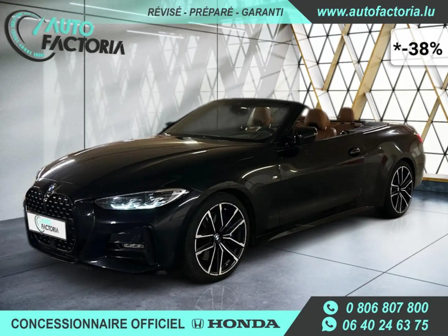 BMW 430 I CABRIO -38% 258cv BVA M SPORT +GPS+CUIR+Options Black - 1