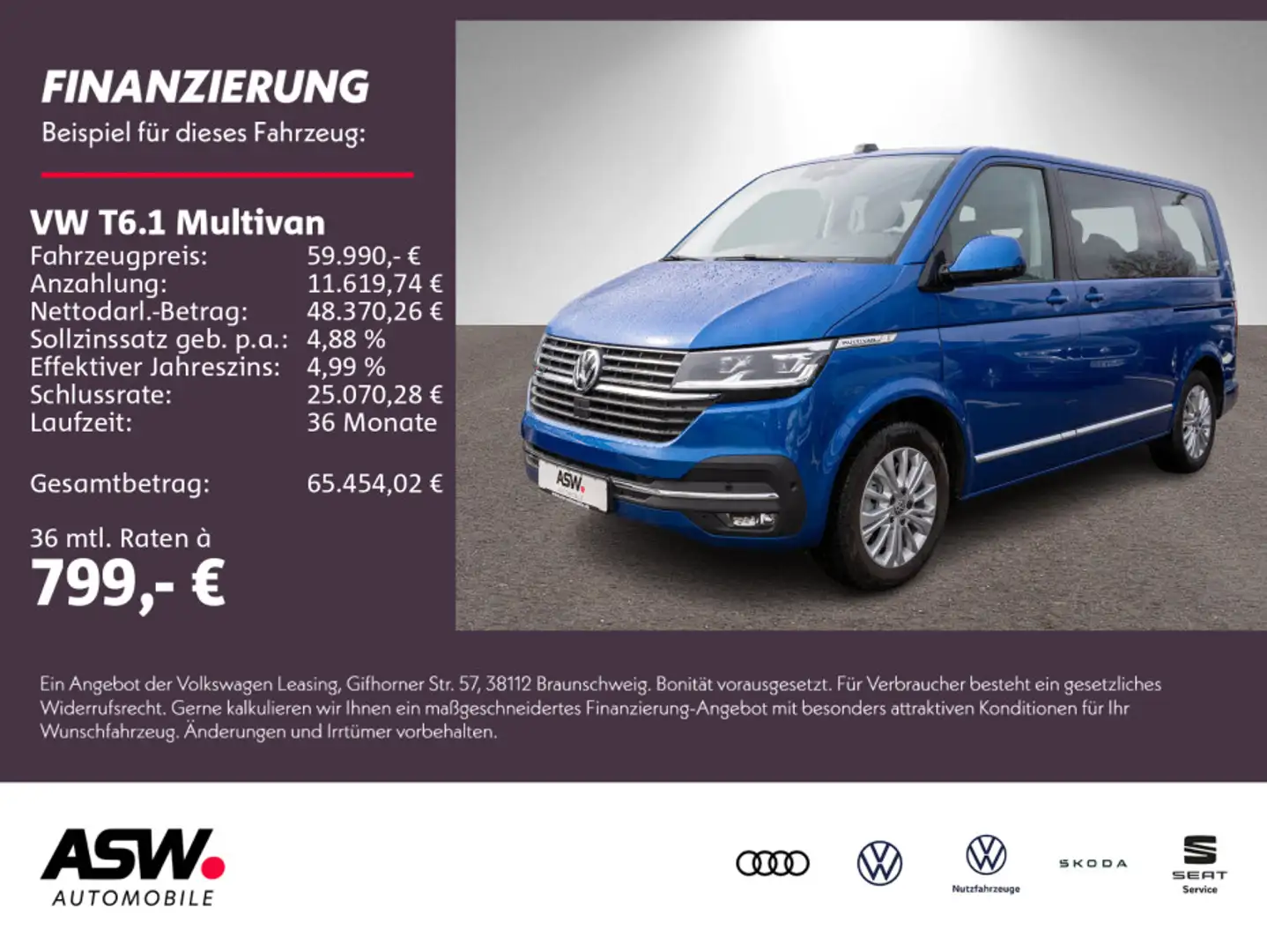 Volkswagen T6.1 Multivan Highline 4M 2.0 TDI DSG LEDER ACC Blau - 1