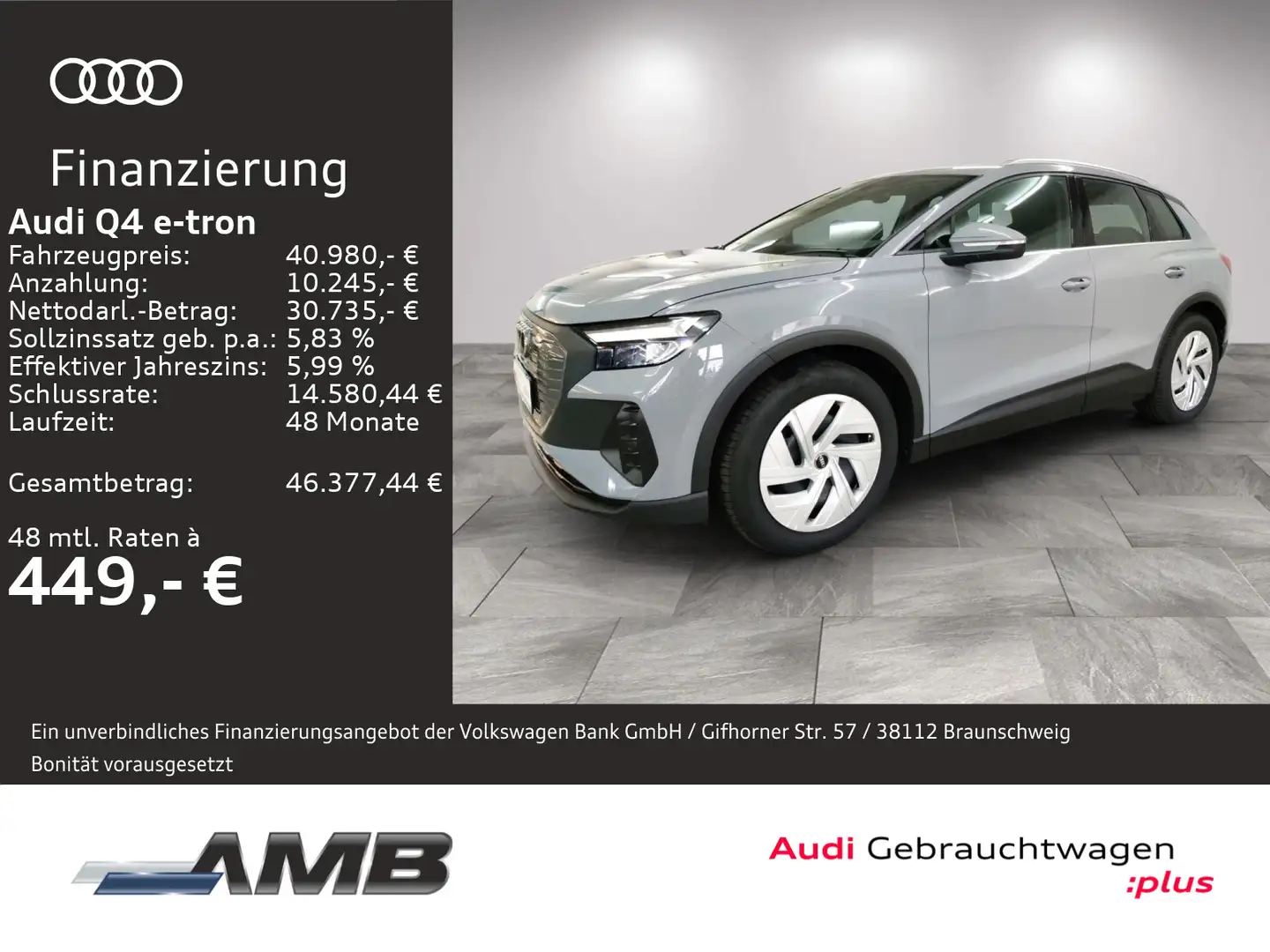 Audi Q4 e-tron 45 AHK/Nav+/Sportsitze/Sitzhzg/2.30Gar Grau - 1