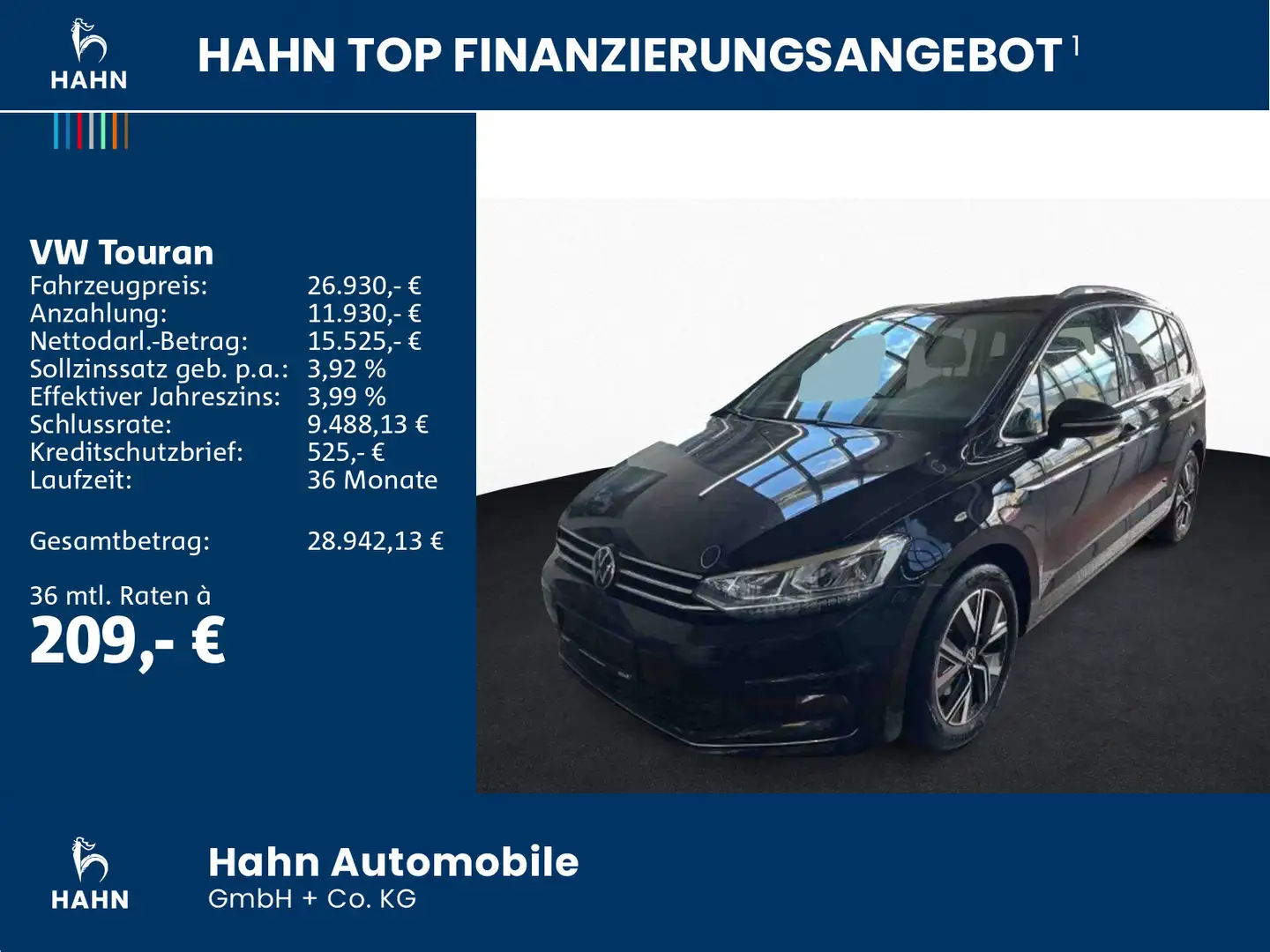 Volkswagen Touran 1.5TSI Highline 7-Sitze Navi AHK ACC CAM Schwarz - 2