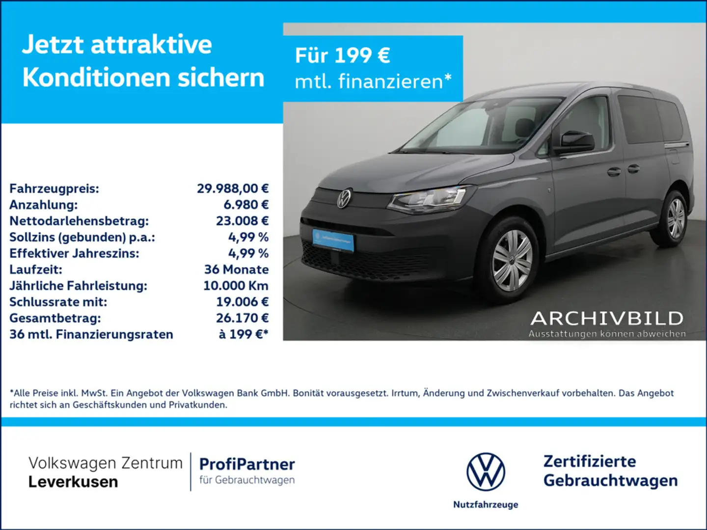 Volkswagen Caddy VIRT AHK SHZ KAM LANE ASSIST Grau - 1