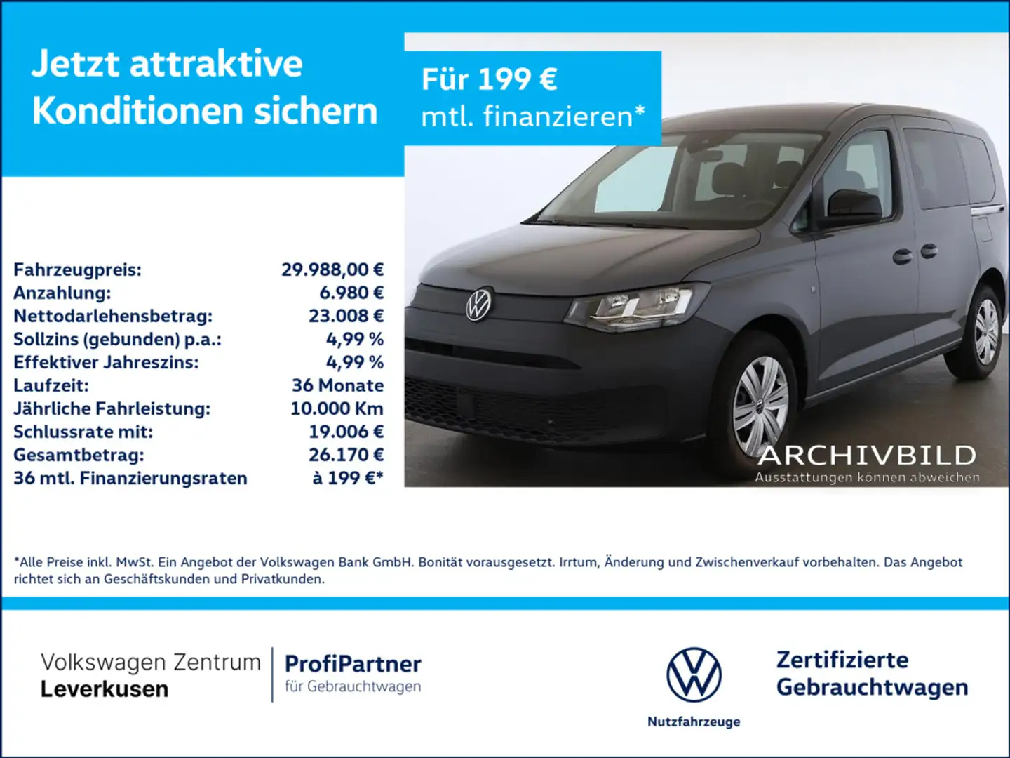 Volkswagen Caddy TSI VIRT AHK SHZ KAM LANE ASSIST Grau - 1