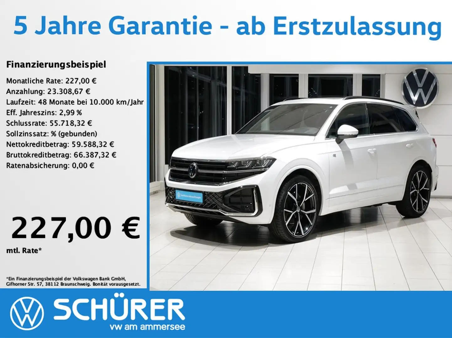 Volkswagen Touareg 3.0TDI R-Line Wankstabi Nachtsicht StdHz Pano D... Weiß - 1