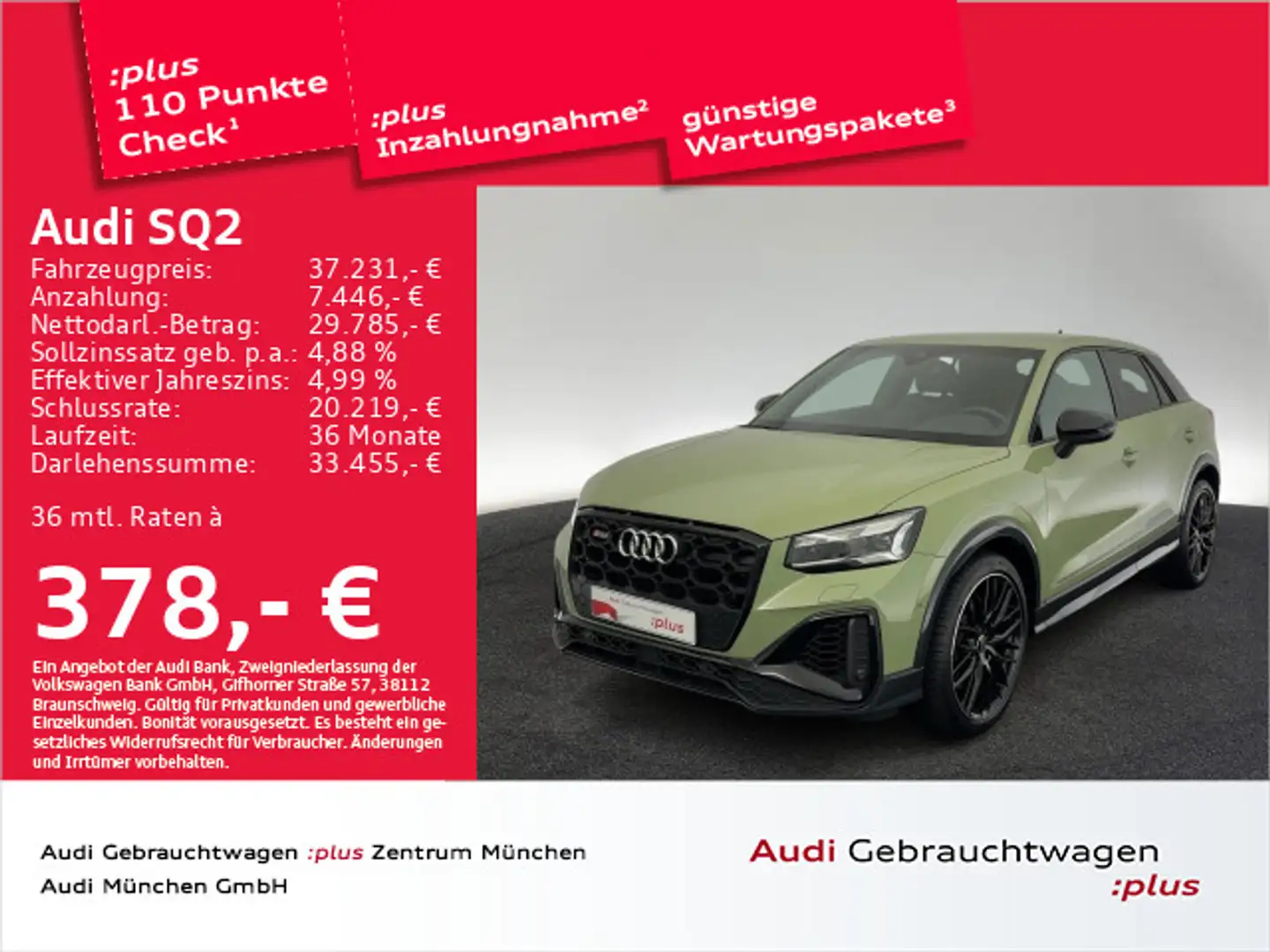 Audi SQ2 TFSI S tronic Matrix/SONOS/Virtual/Navi+/ACC Grün - 1