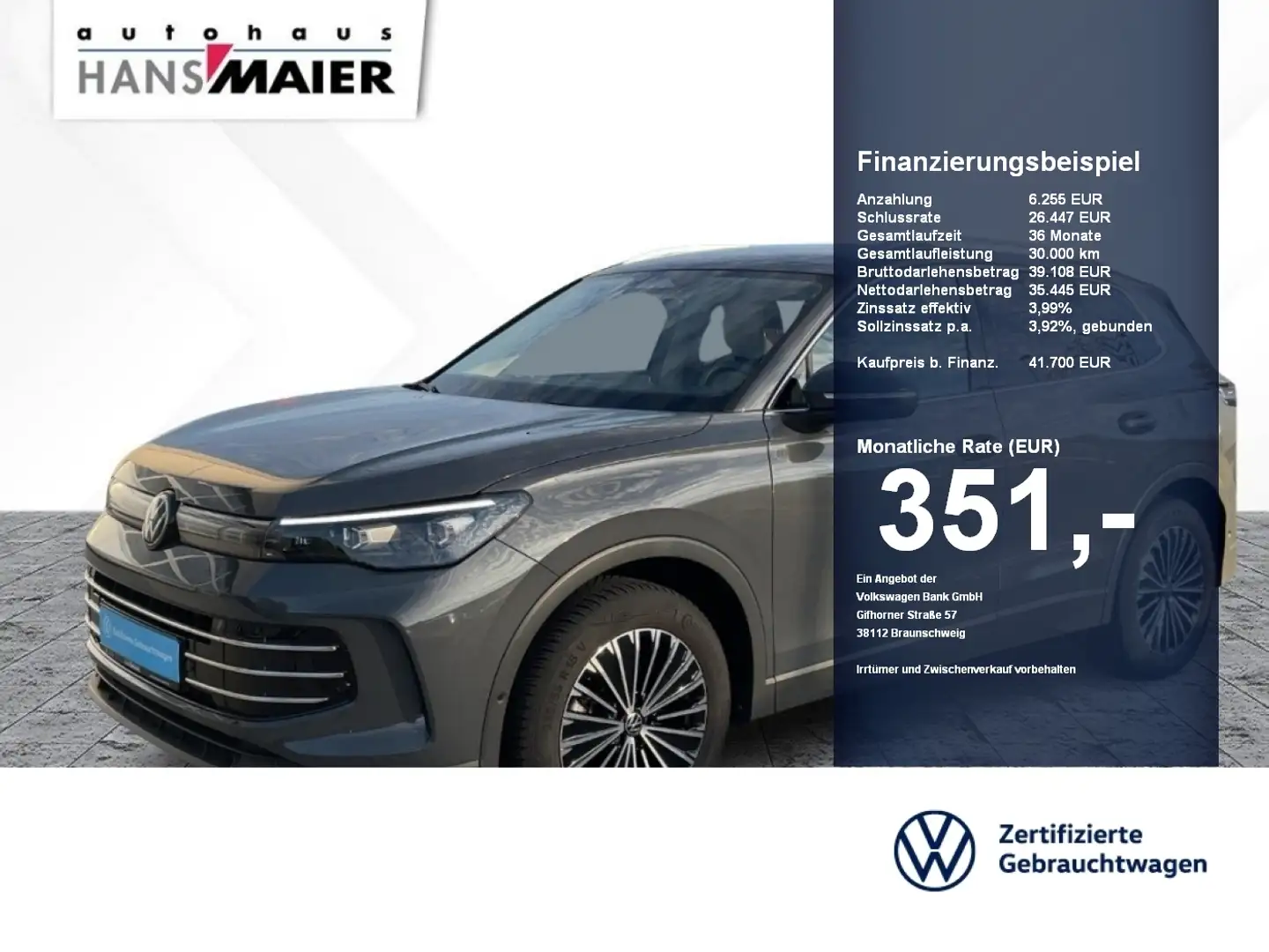Volkswagen Tiguan Elegance eTSI DSG AHK Navi LED Kam ACC Grau - 1