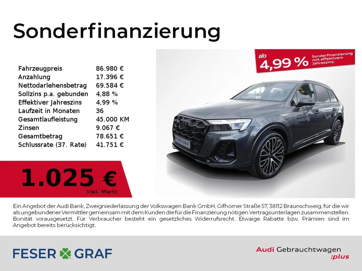 Audi Q7 S line 50 TDI Matrix HUD B&O AHK Pano Stdhz. Grau - 1