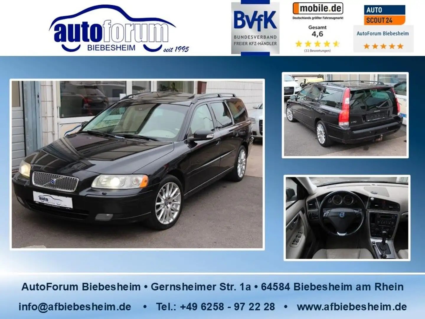 Volvo V70 2.5 T Summum LPG S-Dach*Bi-Xenon*AHK*1.Hand Schwarz - 1