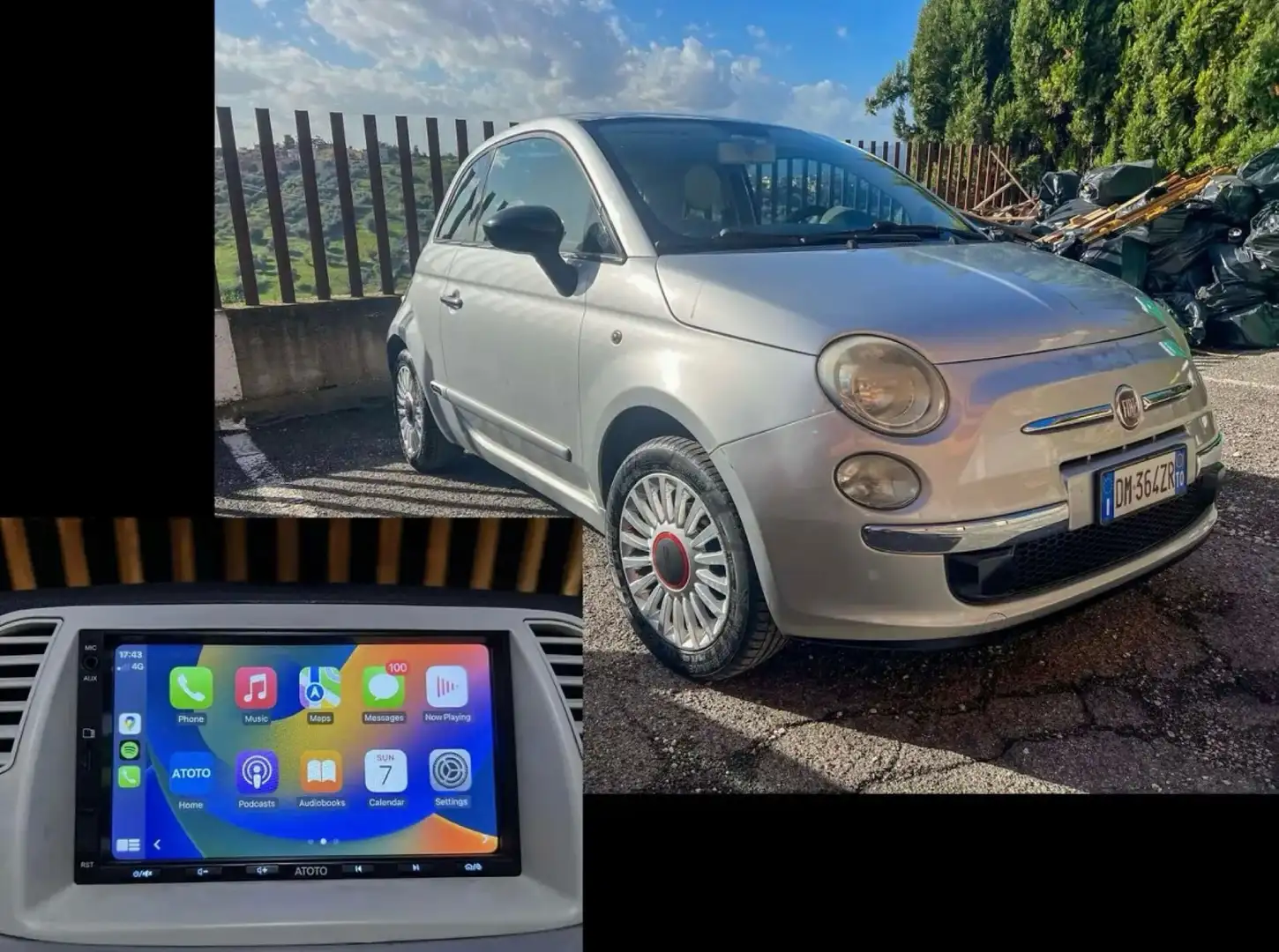 Fiat 500 CARPLAY ANDROID AUTO Silber - 1