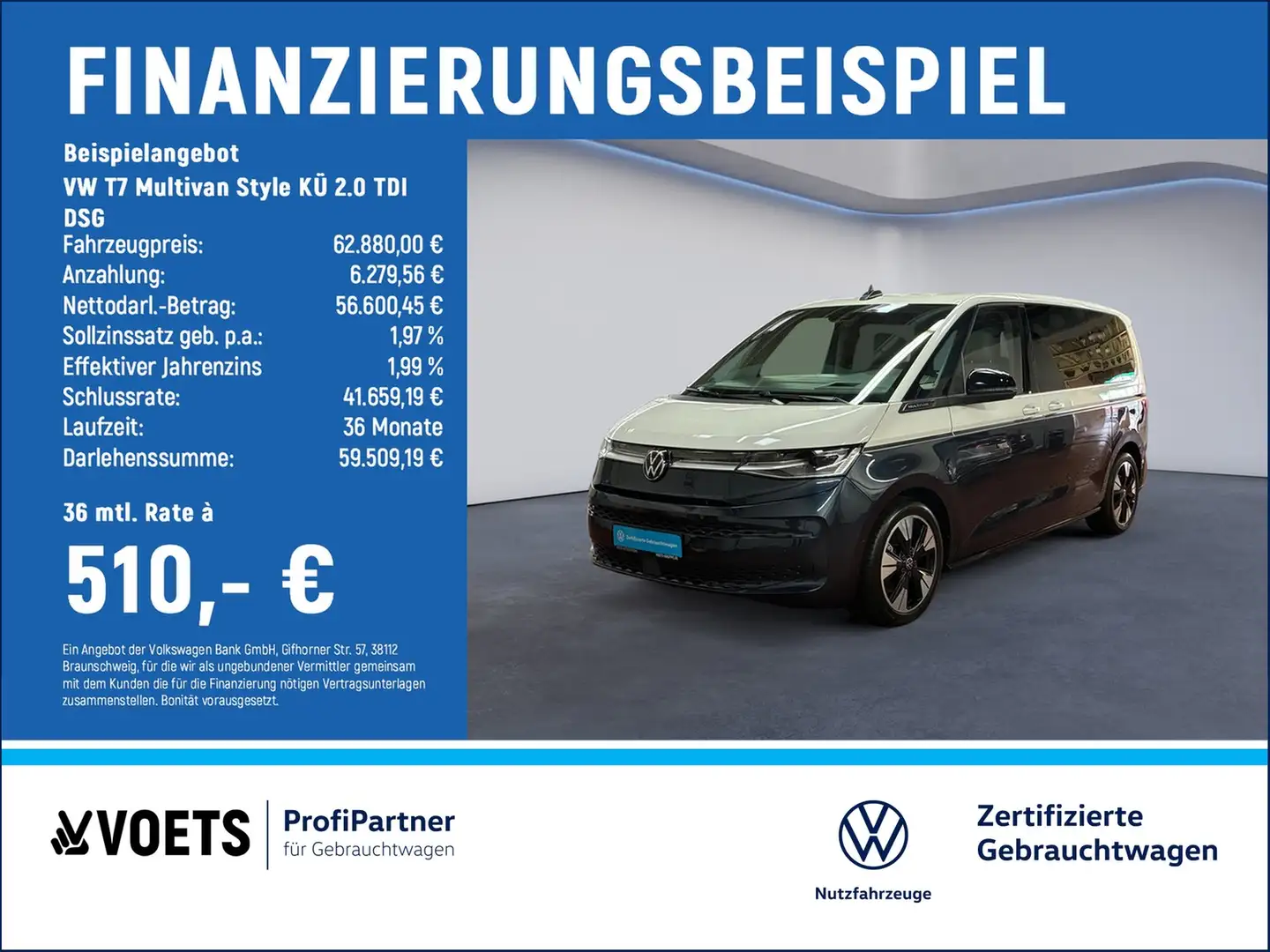 Volkswagen T7 Multivan Style KÜ 2.0 TDI DSG MATRIX-LED+ACC+PDC Blau - 2