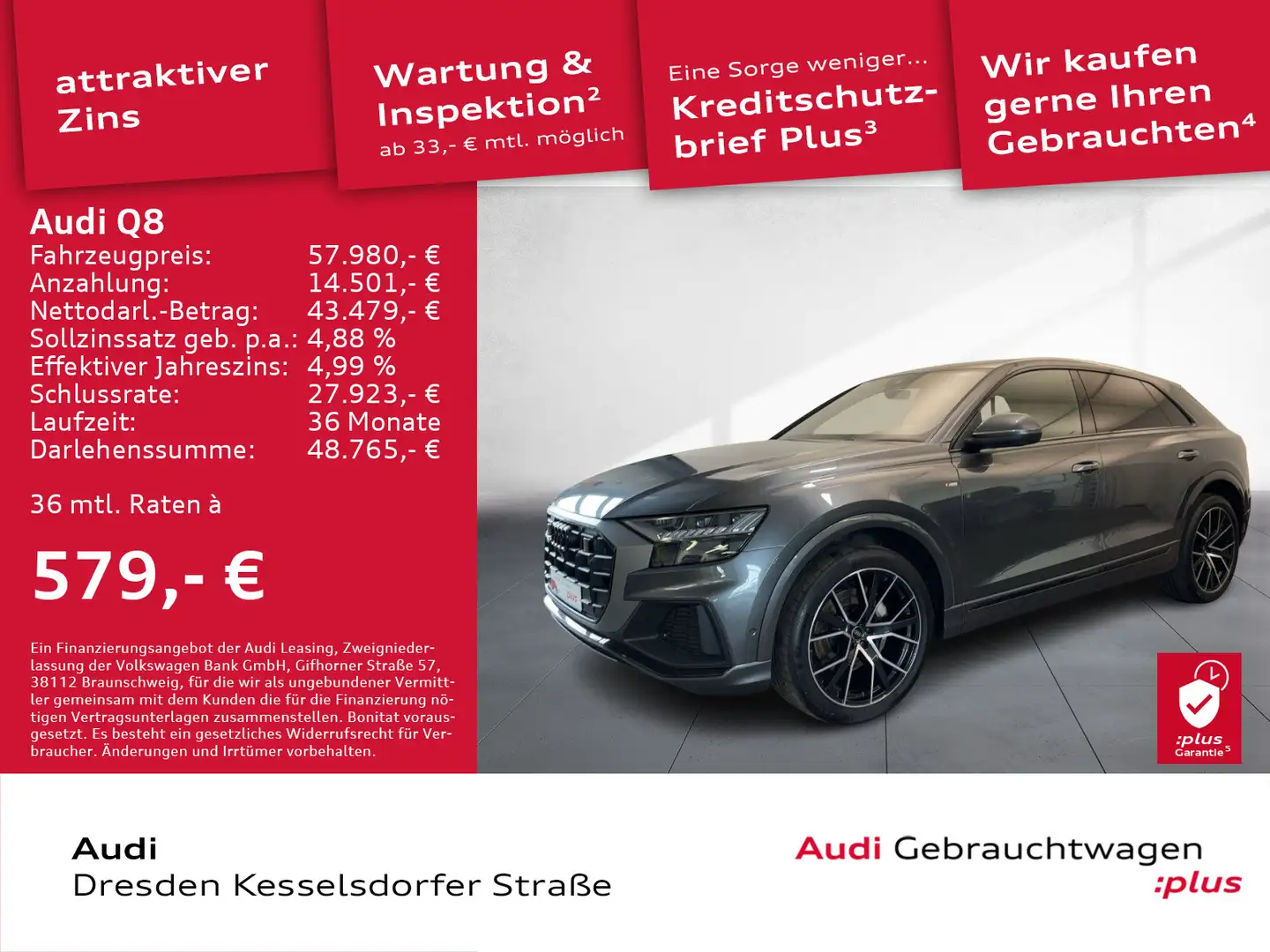 Audi Q8 50 TDI Q.AHZV Kamera LED Navi Pano Grau - 1