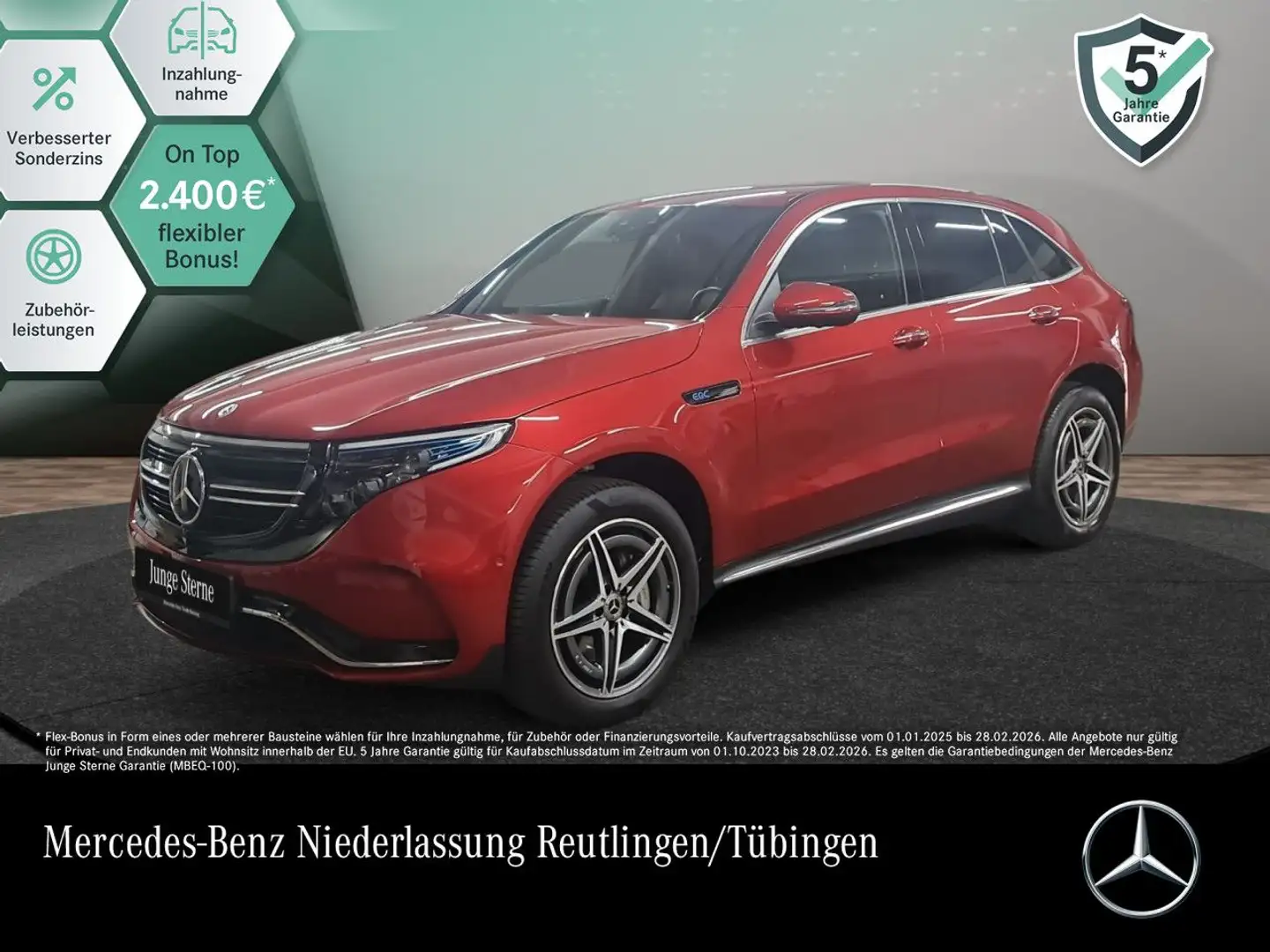 Mercedes-Benz EQC 400 4M AMG+360+AHK+MULTIBEAM+FAHRASS+HUD Rot - 1