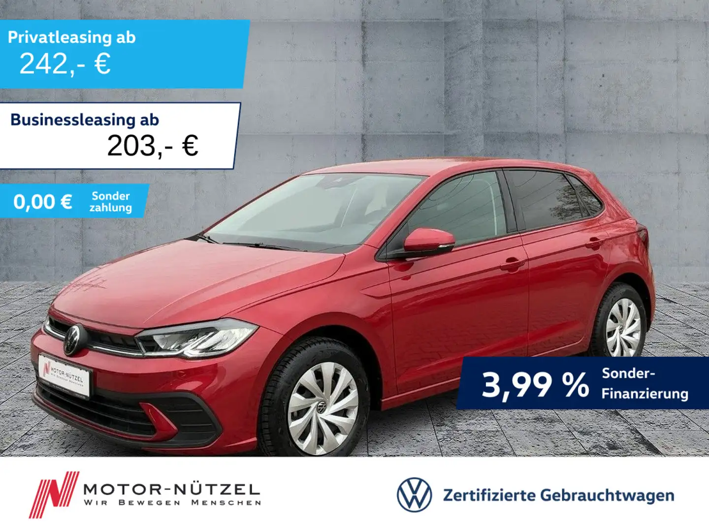 Volkswagen Polo 1.0 TSI LIFE LED+NAVI+ACC+DAB+SHZ+2xPDC+VC Rot - 1