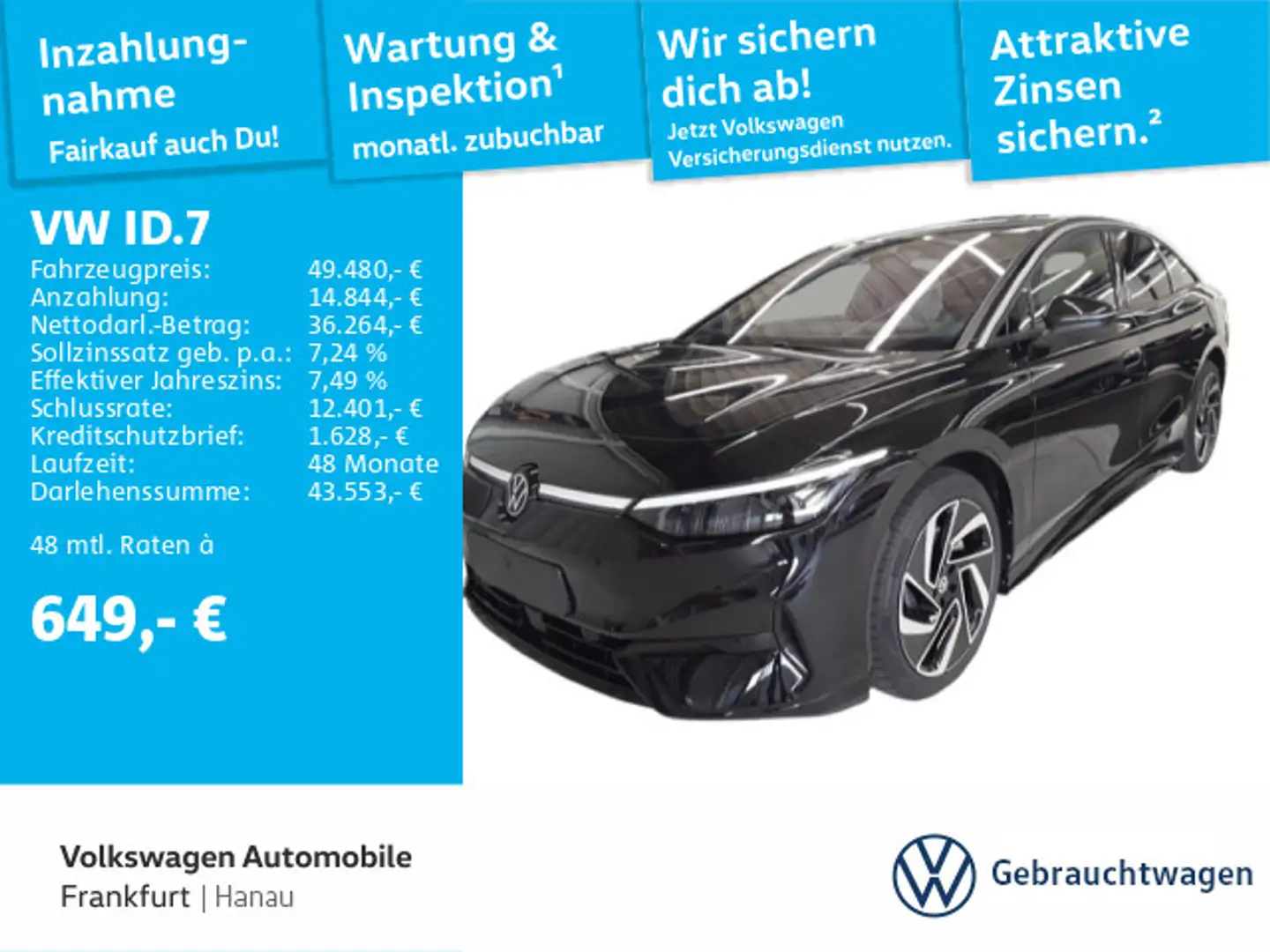Volkswagen ID.7 Pro S Navi IQ.Light DAB+ FrontAssist Schwarz - 1