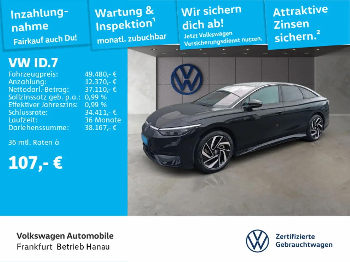 Volkswagen ID.7 Pro S Navi IQ.Light DAB+ FrontAssist Zwart - 1