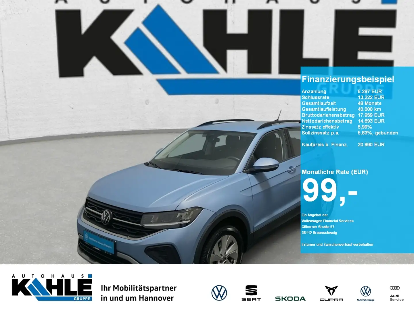 Volkswagen T-Cross LIFE 1.0TSI Klima PDC App-Connect Blau - 1