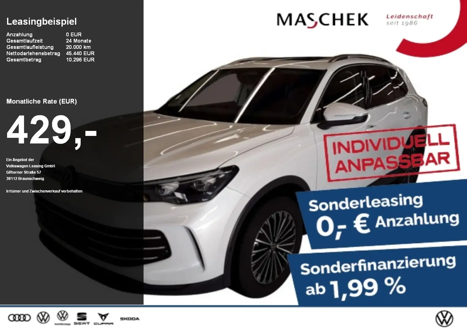 Volkswagen Tiguan Elegance 4Motion 2.0 TDI Pano Standh AHK Anschluss Weiß - 1